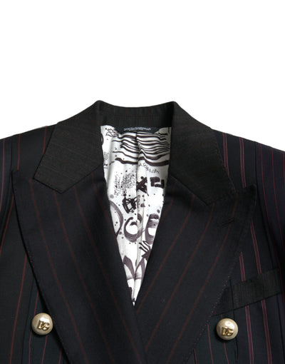 Veste croisée noire à rayures Dolce &amp; Gabbana SICILIA
