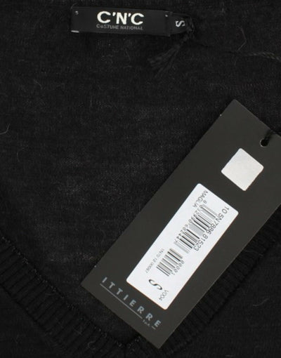 Pull léger noir à col en V Costume National