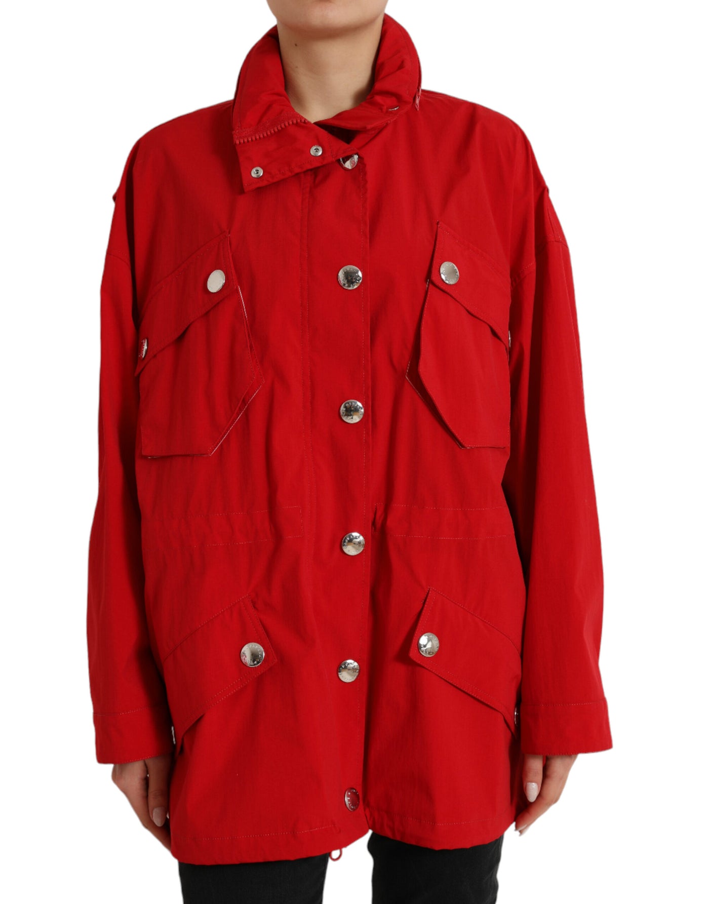 Dolce &amp; Gabbana Rode Polyester Regenjas met Capuchon en Knoopsluiting