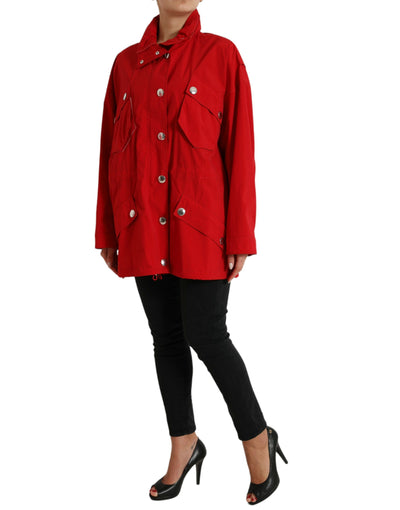 Dolce &amp; Gabbana Rode Polyester Regenjas met Capuchon en Knoopsluiting
