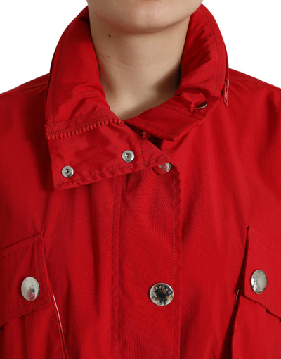 Dolce &amp; Gabbana Rode Polyester Regenjas met Capuchon en Knoopsluiting