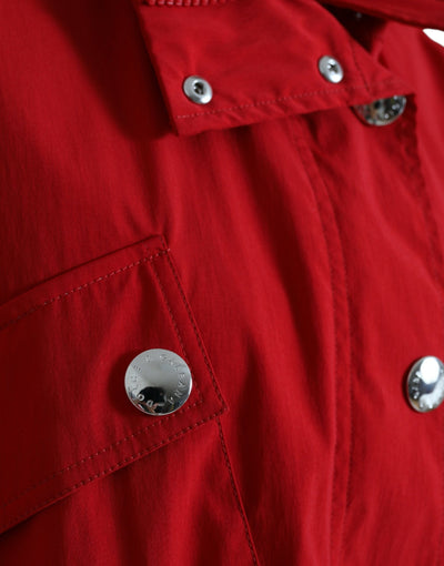 Dolce &amp; Gabbana Rode Polyester Regenjas met Capuchon en Knoopsluiting