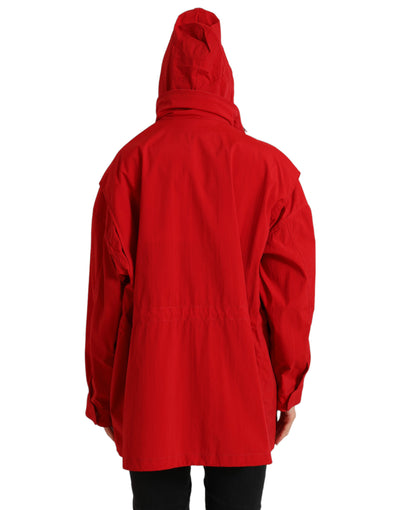Dolce &amp; Gabbana Rode Polyester Regenjas met Capuchon en Knoopsluiting