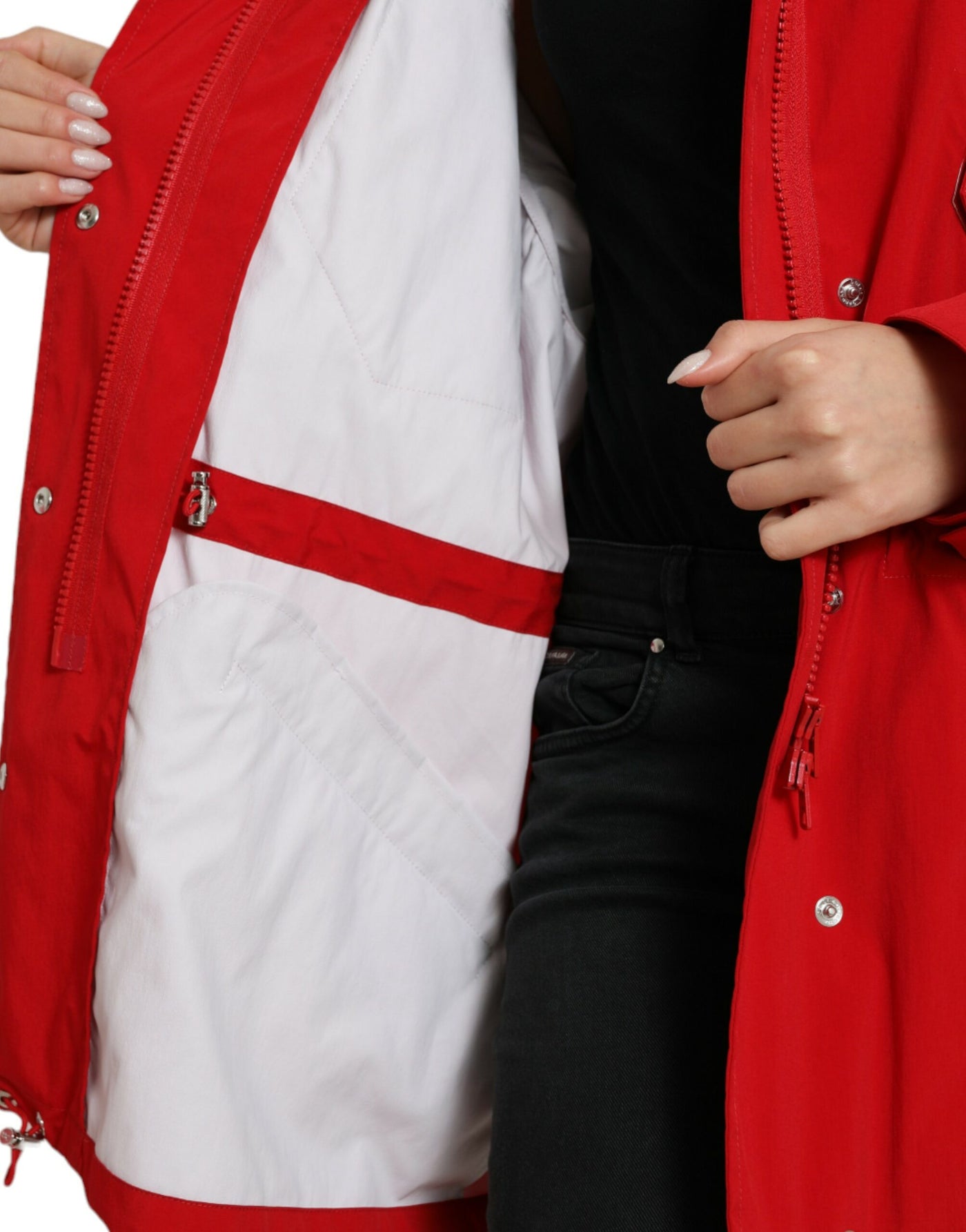 Dolce &amp; Gabbana Rode Polyester Regenjas met Capuchon en Knoopsluiting
