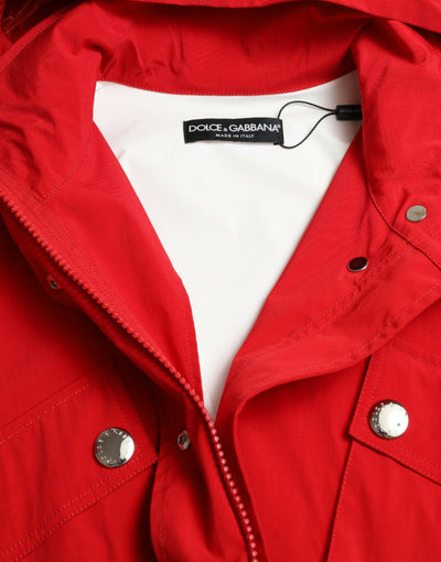 Dolce &amp; Gabbana Rode Polyester Regenjas met Capuchon en Knoopsluiting