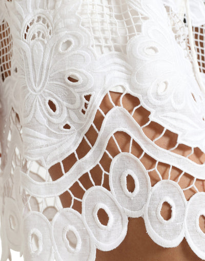 Bermuda taille haute en coton blanc découpé Dolce &amp; Gabbana