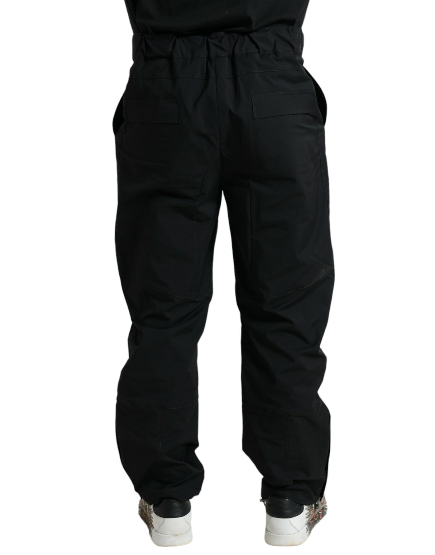 Dolce &amp; Gabbana Zwarte Polyester Logo Rechte Broek