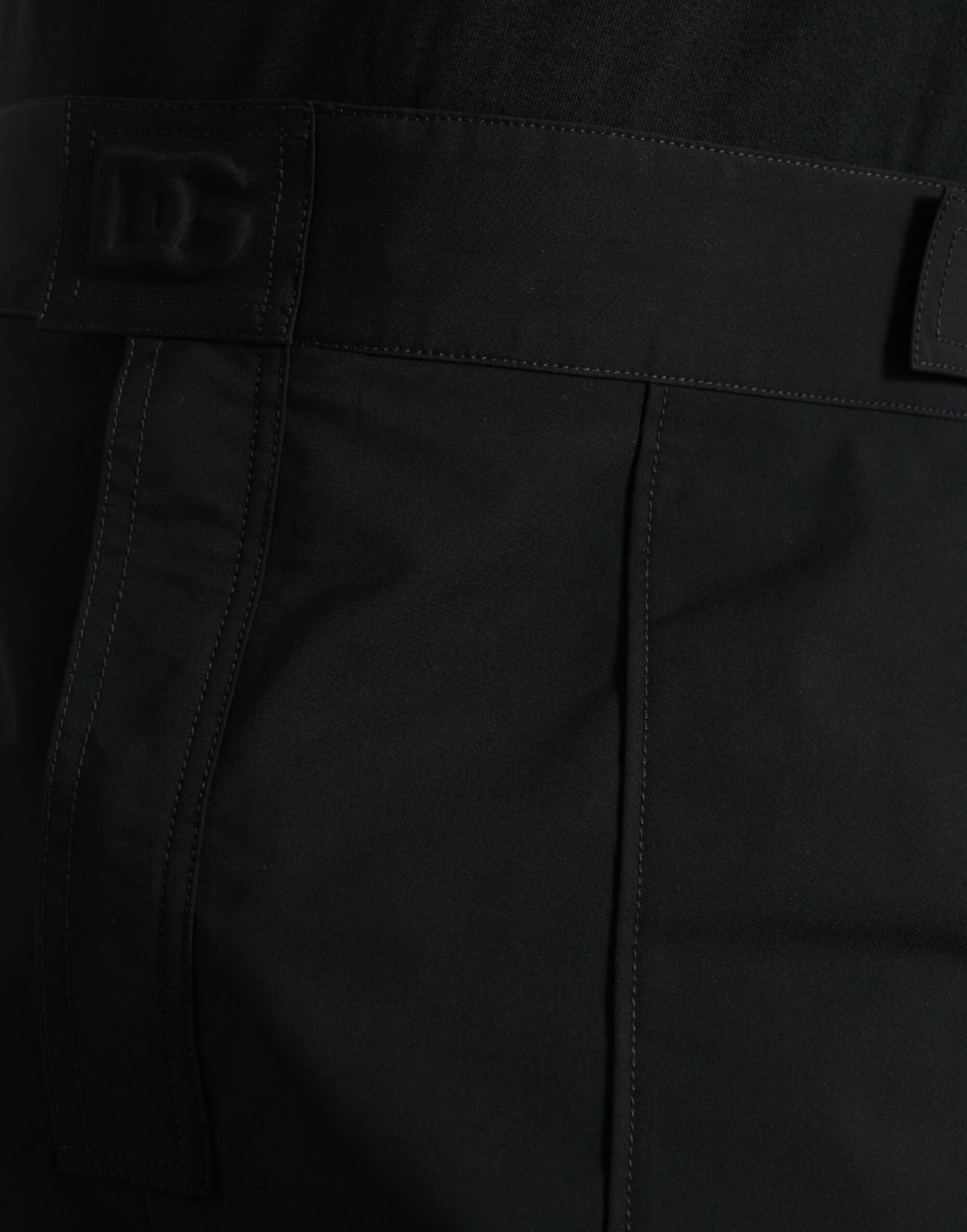 Dolce &amp; Gabbana Zwarte Polyester Logo Rechte Broek