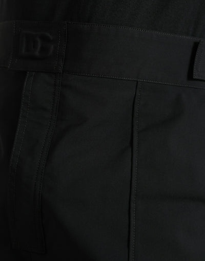 Dolce &amp; Gabbana Zwarte Polyester Logo Rechte Broek