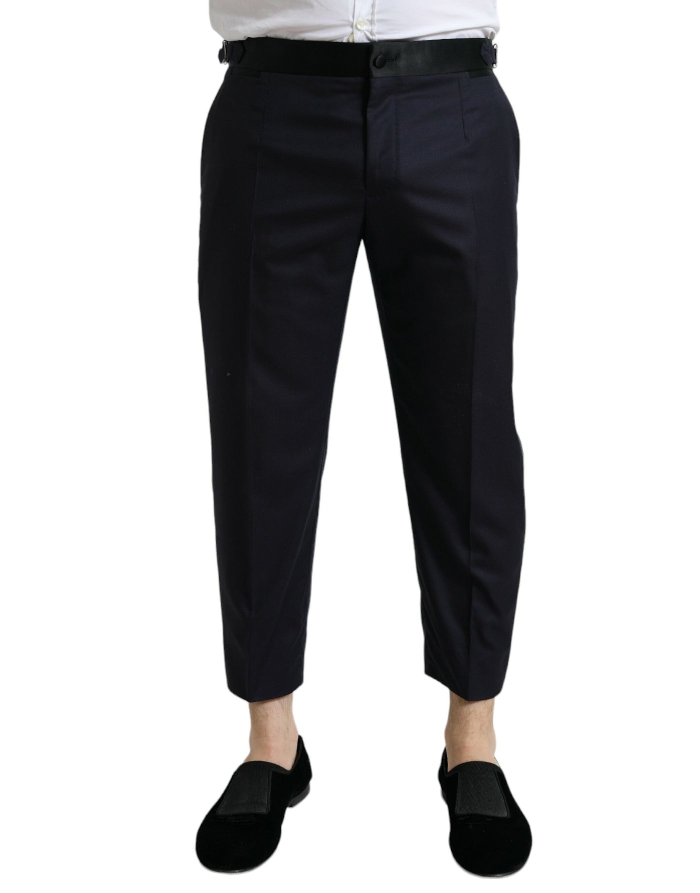 Dolce &amp; Gabbana Blauwe Wollen Cropped Taps Toelopende Broek