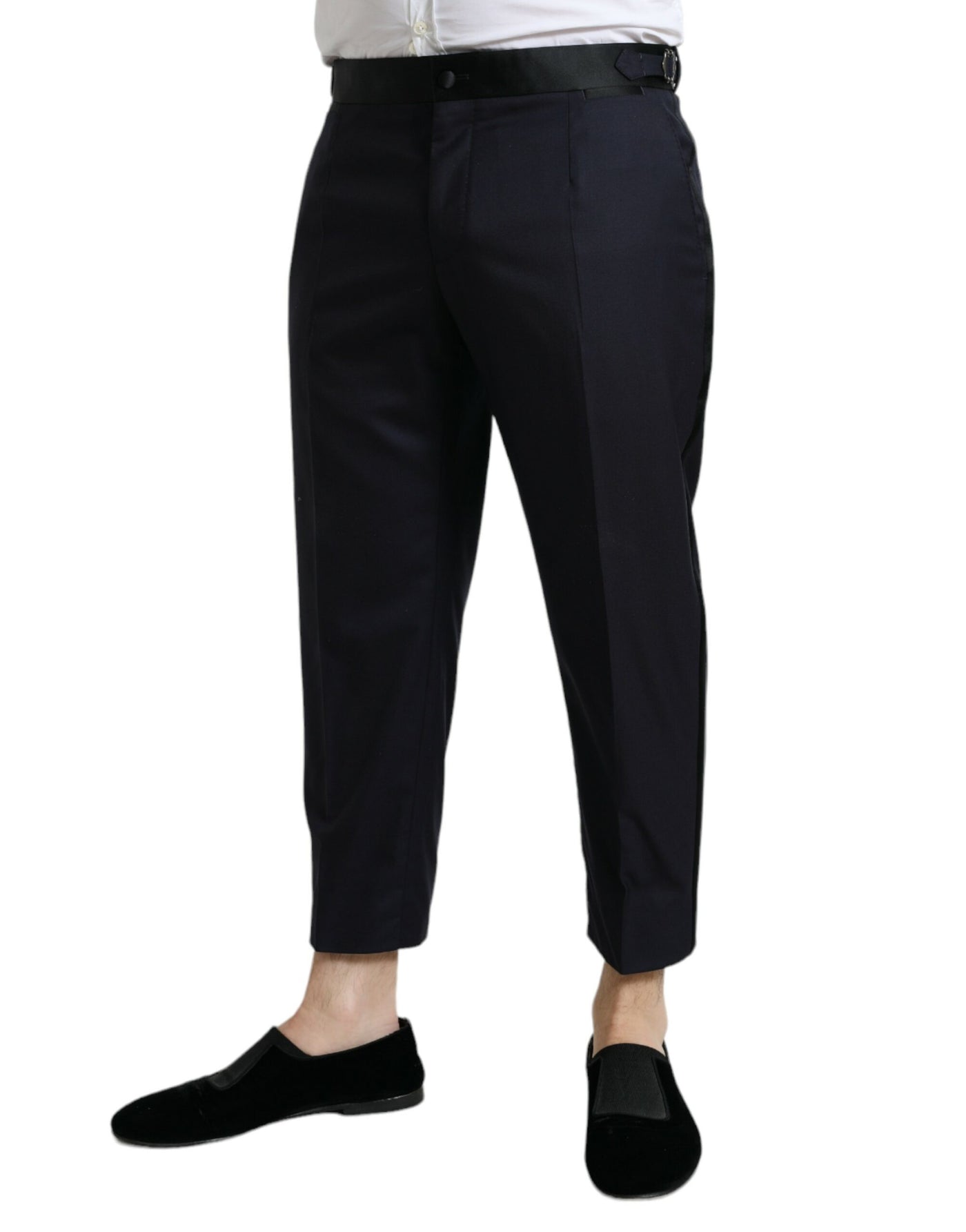 Dolce &amp; Gabbana Blauwe Wollen Cropped Taps Toelopende Broek