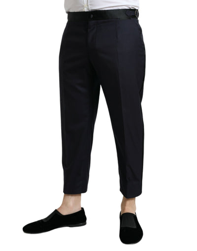 Dolce &amp; Gabbana Blauwe Wollen Cropped Taps Toelopende Broek