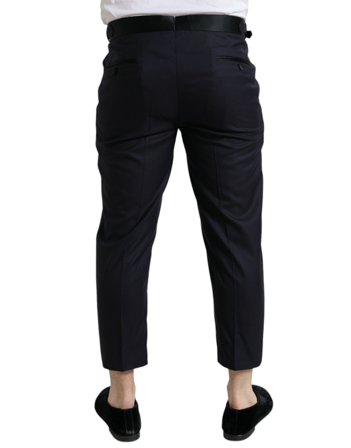 Dolce &amp; Gabbana Blauwe Wollen Cropped Taps Toelopende Broek