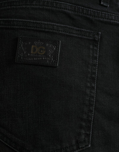 Dolce & Gabbana Black Cotton Stretch Bermuda Denim Shorts