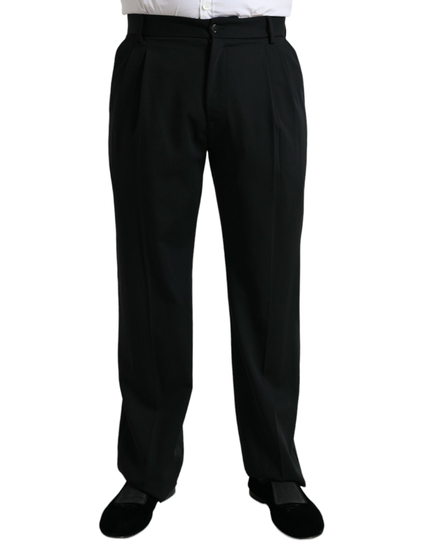 Dolce &amp; Gabbana Zwarte Wollen Formele Rechte Broek