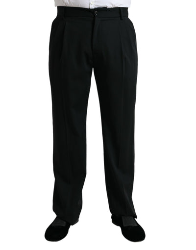 Dolce &amp; Gabbana Zwarte Wollen Formele Rechte Broek