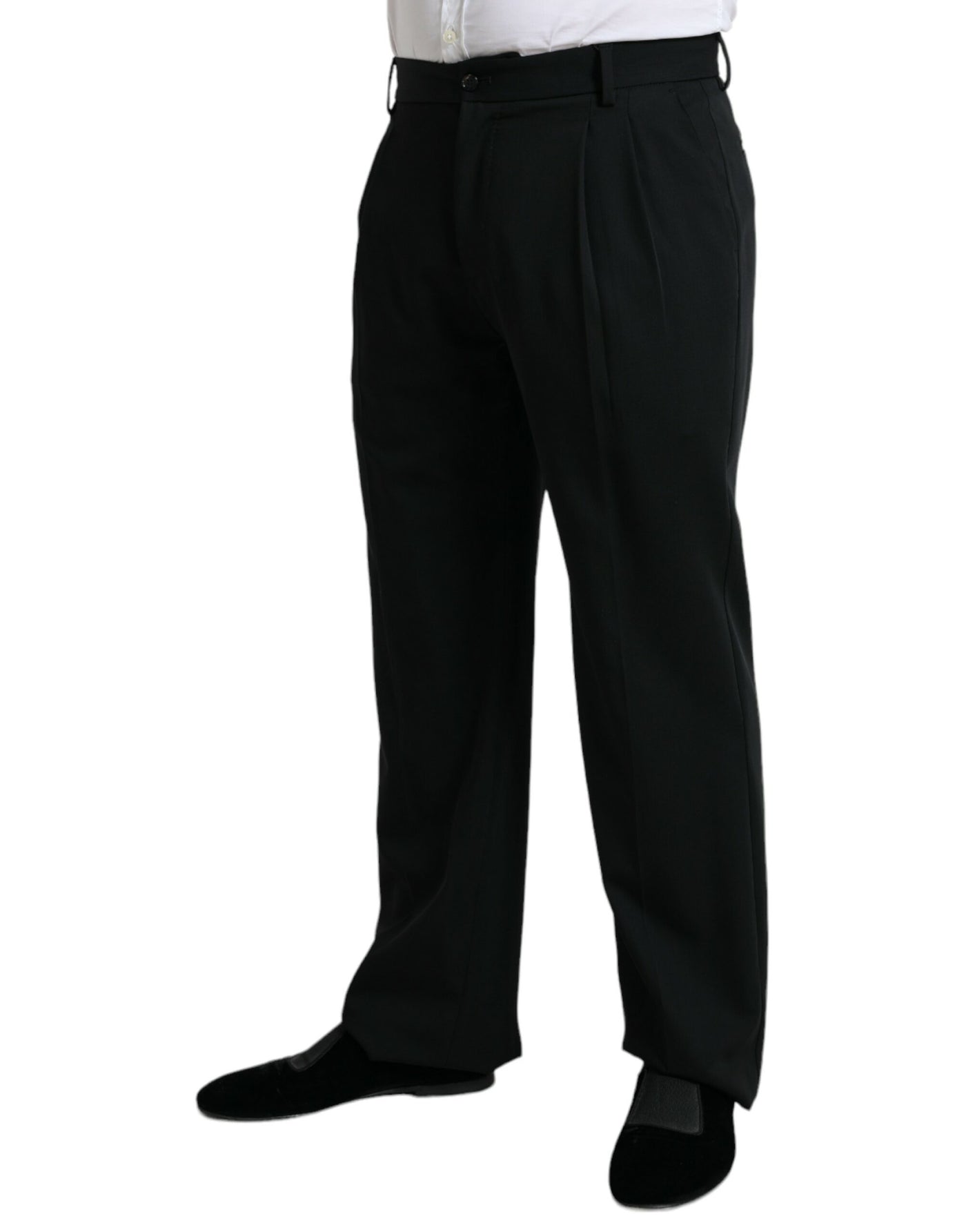 Dolce &amp; Gabbana Zwarte Wollen Formele Rechte Broek