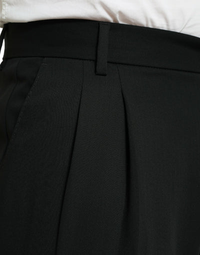 Dolce &amp; Gabbana Zwarte Wollen Formele Rechte Broek
