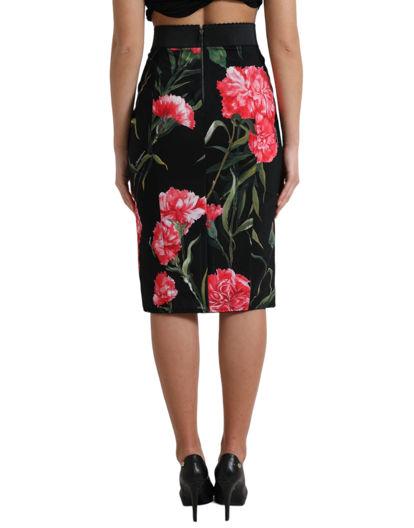 Jupe crayon noire à œillets Dolce &amp; Gabbana, longueur genou
