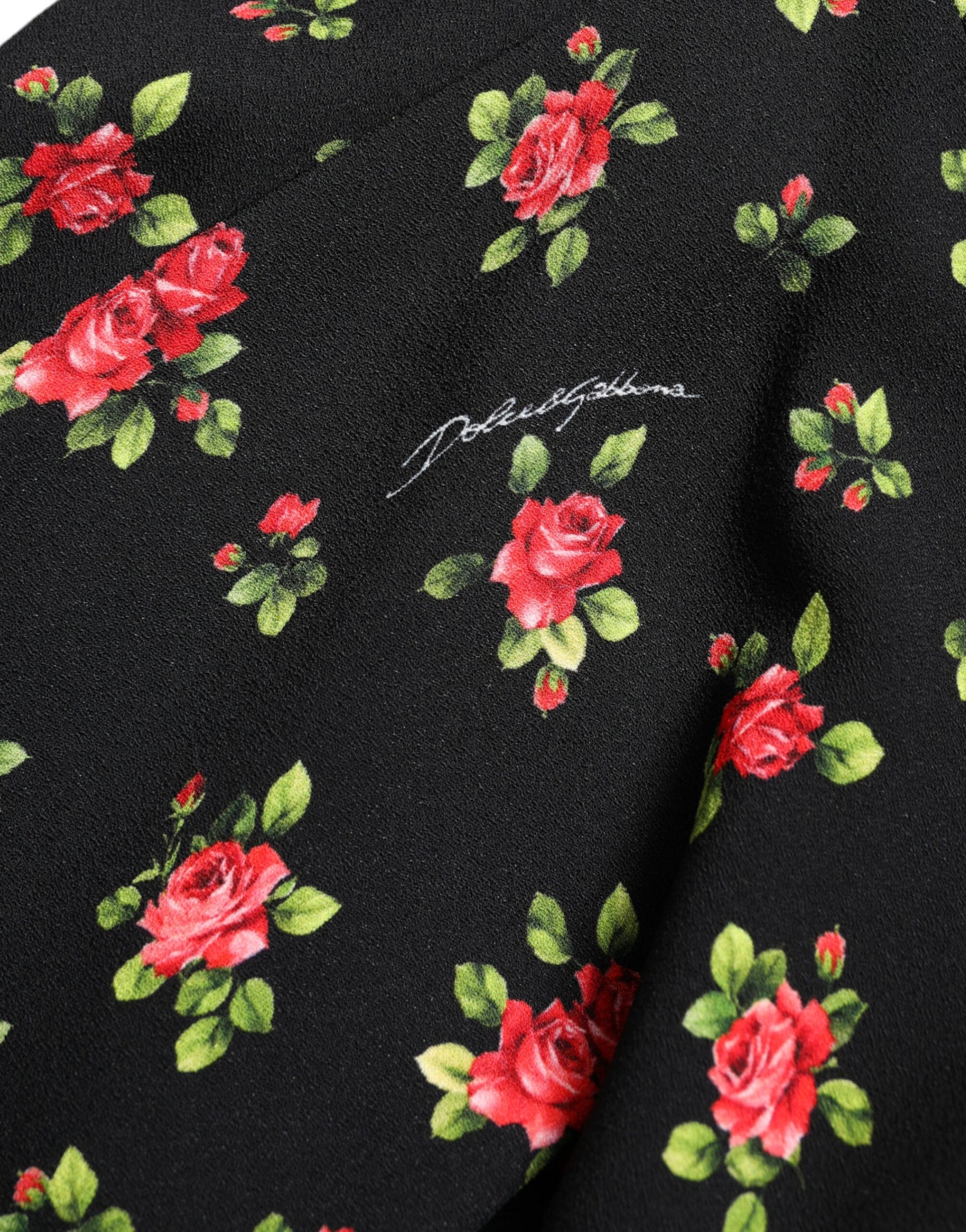 Mini-jupe trapèze taille haute à imprimé roses noires Dolce &amp; Gabbana