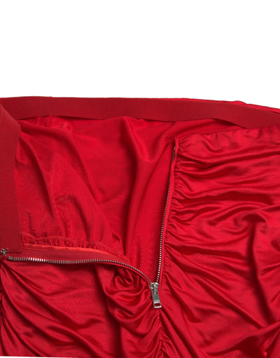 Jupe plissée taille haute ajustée en viscose rouge Dolce &amp; Gabbana