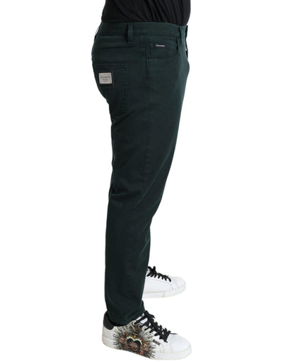 Dolce &amp; Gabbana Groene Katoenen Stretch Skinny Heren Denim Jeans