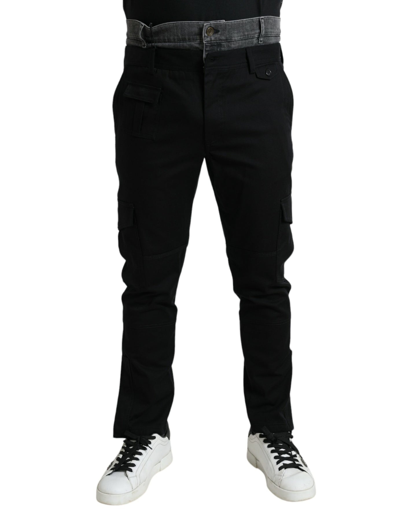 Pantalon en jean slim en coton noir et gris Dolce &amp; Gabbana