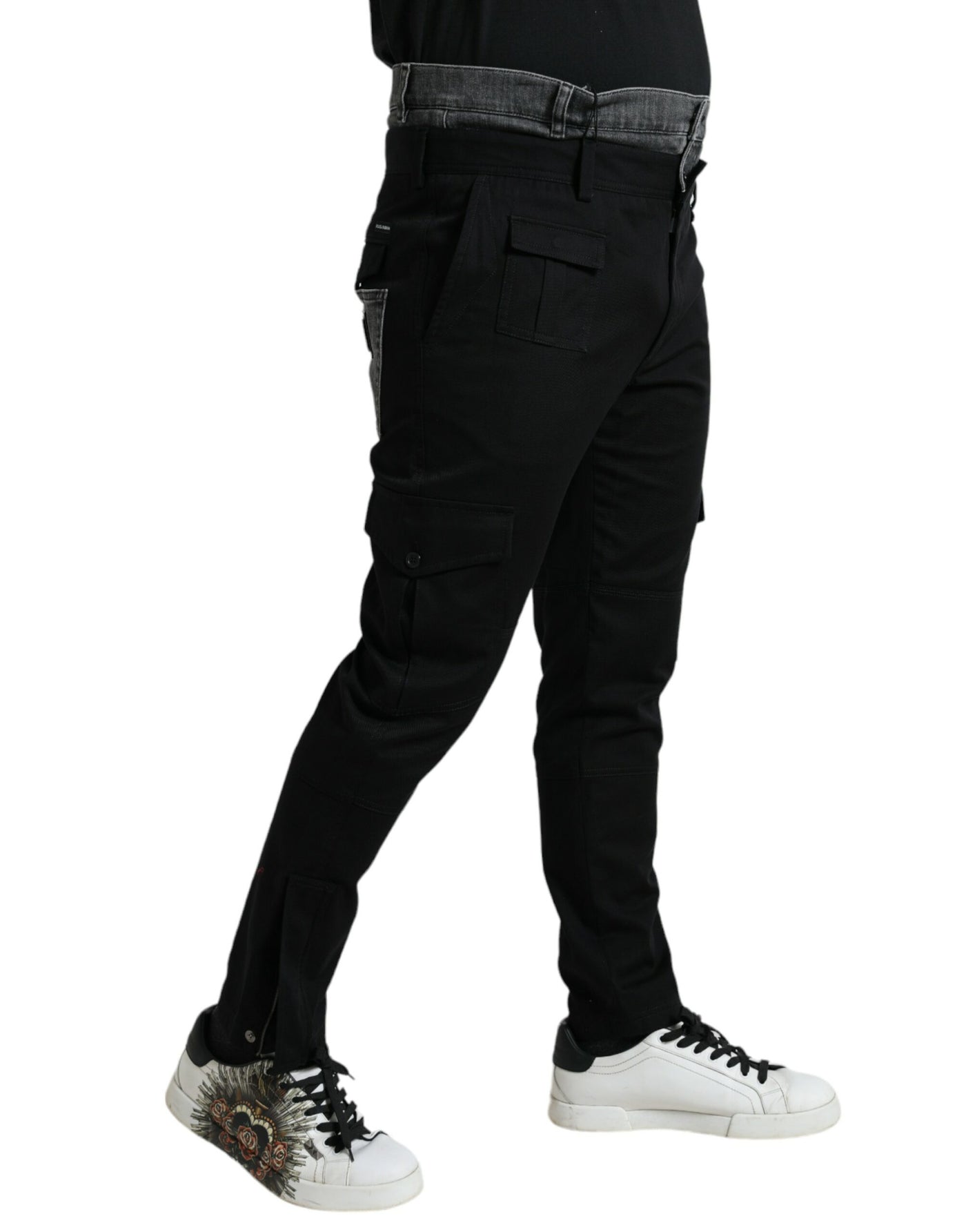 Pantalon en jean slim en coton noir et gris Dolce &amp; Gabbana