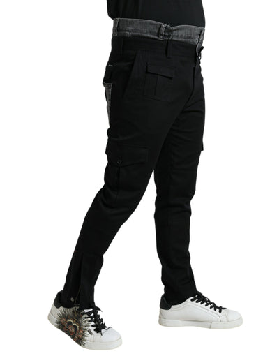 Pantalon en jean slim en coton noir et gris Dolce &amp; Gabbana