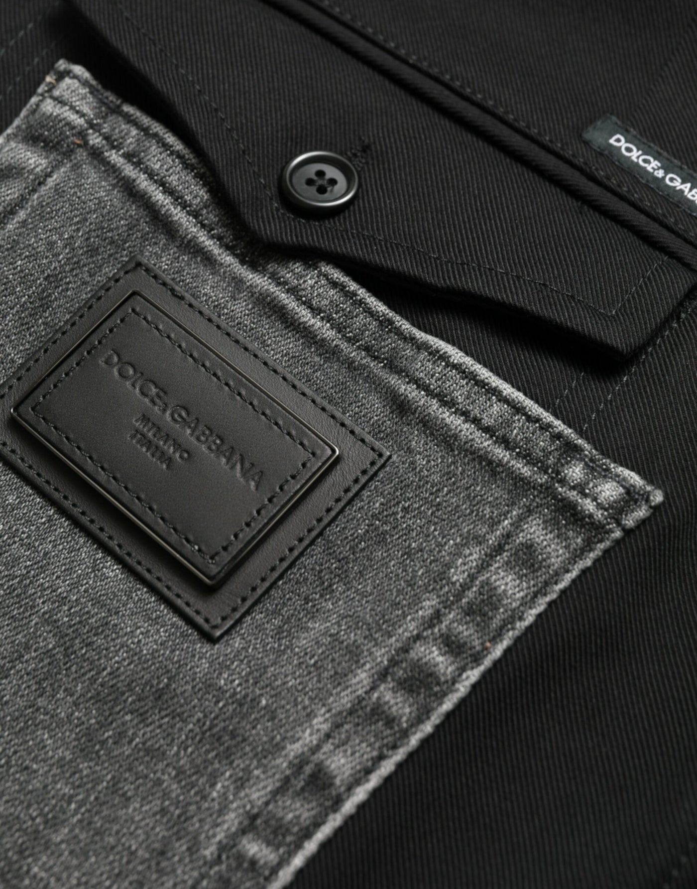 Pantalon en jean slim en coton noir et gris Dolce &amp; Gabbana