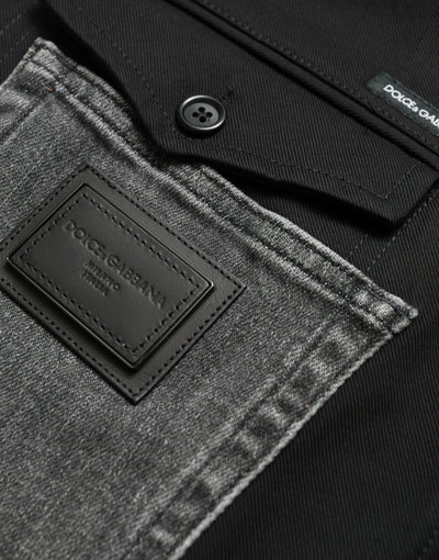Pantalon en jean slim en coton noir et gris Dolce &amp; Gabbana