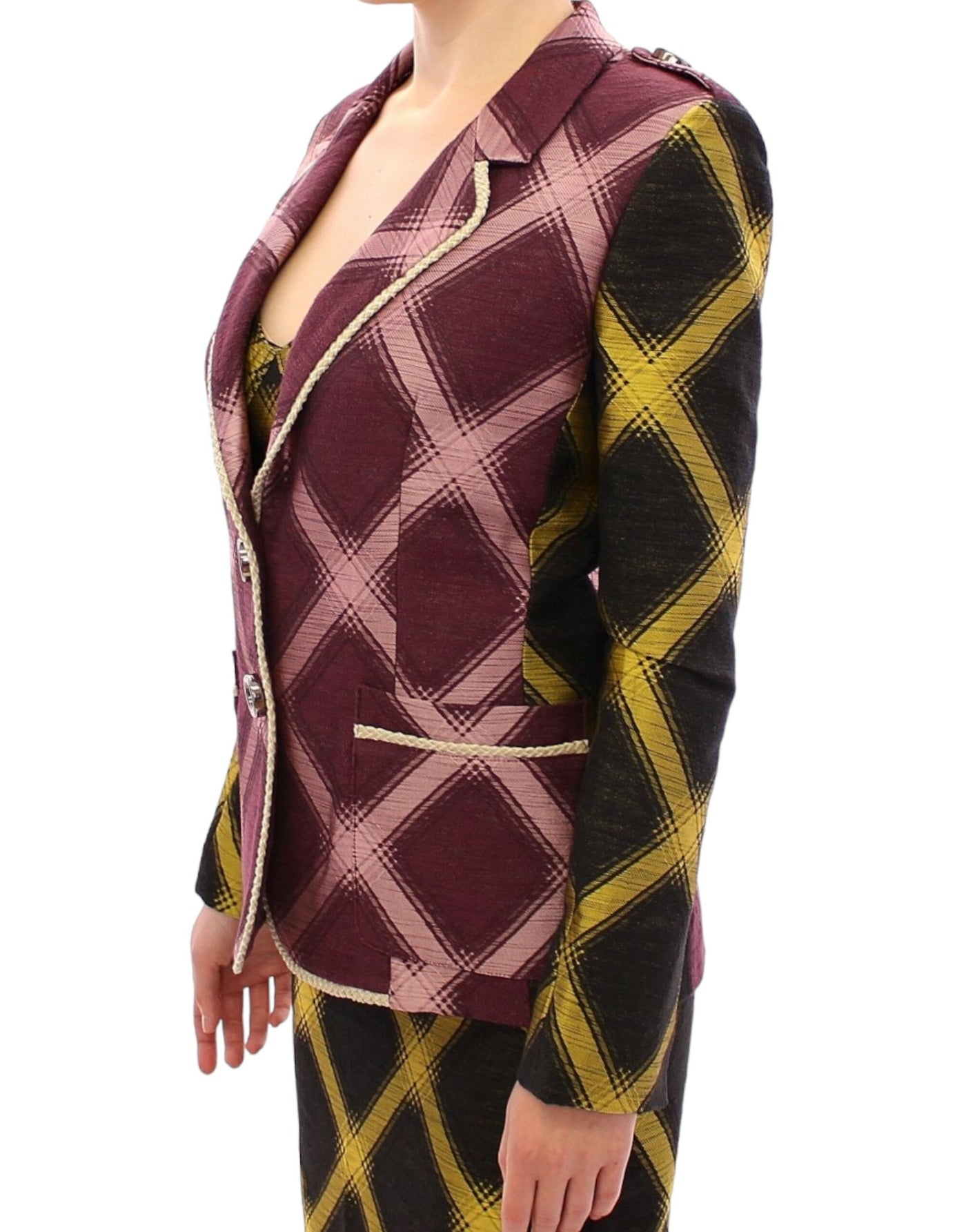 Veste blazer à carreaux violet House of Holland