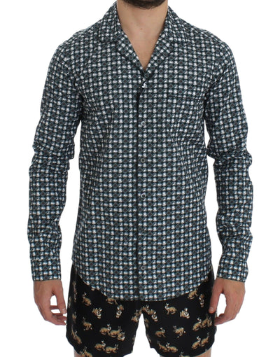 Chemise de pyjama en coton à imprimé chapeau vert Dolce &amp; Gabbana