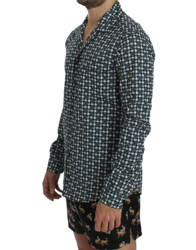 Chemise de pyjama en coton à imprimé chapeau vert Dolce &amp; Gabbana