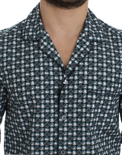 Chemise de pyjama en coton à imprimé chapeau vert Dolce &amp; Gabbana