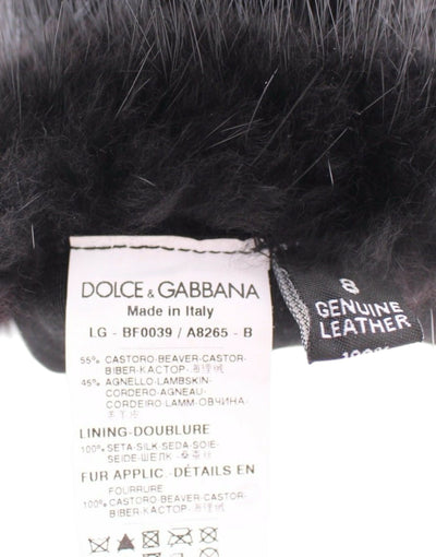Dolce &amp; Gabbana Zwarte Beverbont Lamsleren Ellebooghandschoenen