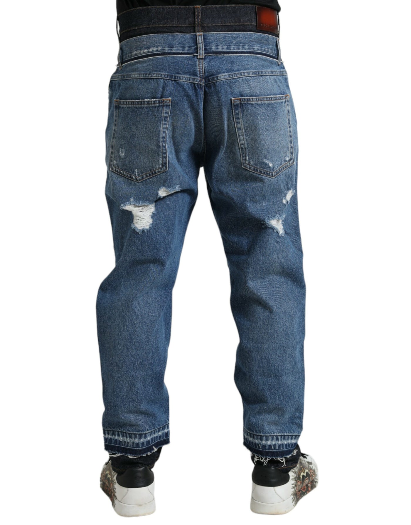 Dolce &amp; Gabbana Blauwe Gescheurde Katoenen Heren Denim Jeans