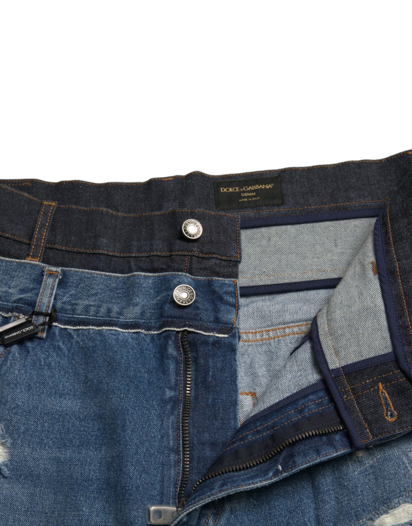 Dolce &amp; Gabbana Blauwe Gescheurde Katoenen Heren Denim Jeans