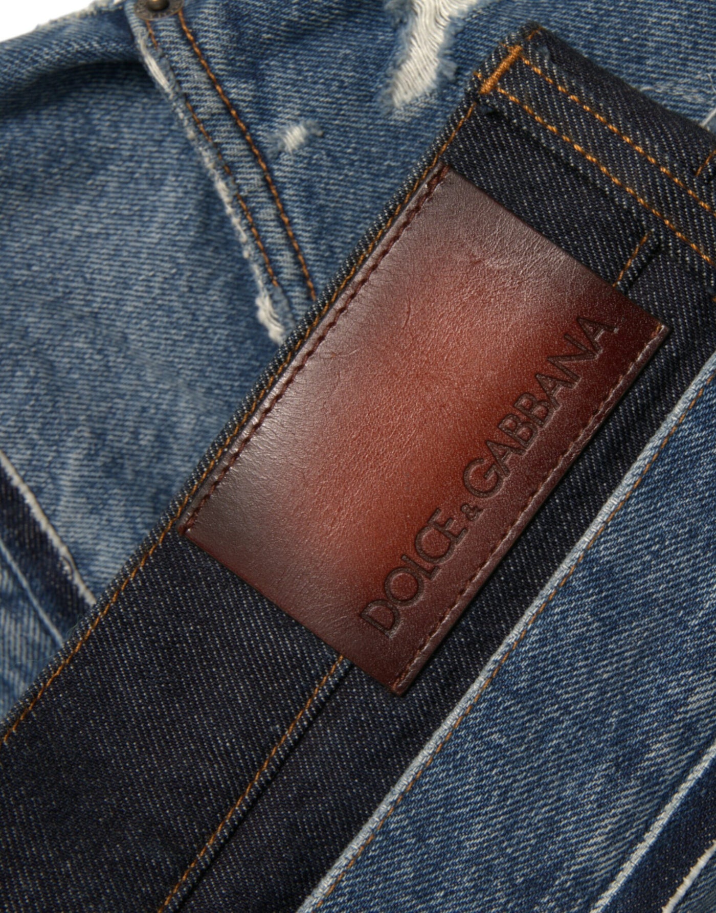 Dolce &amp; Gabbana Blauwe Gescheurde Katoenen Heren Denim Jeans