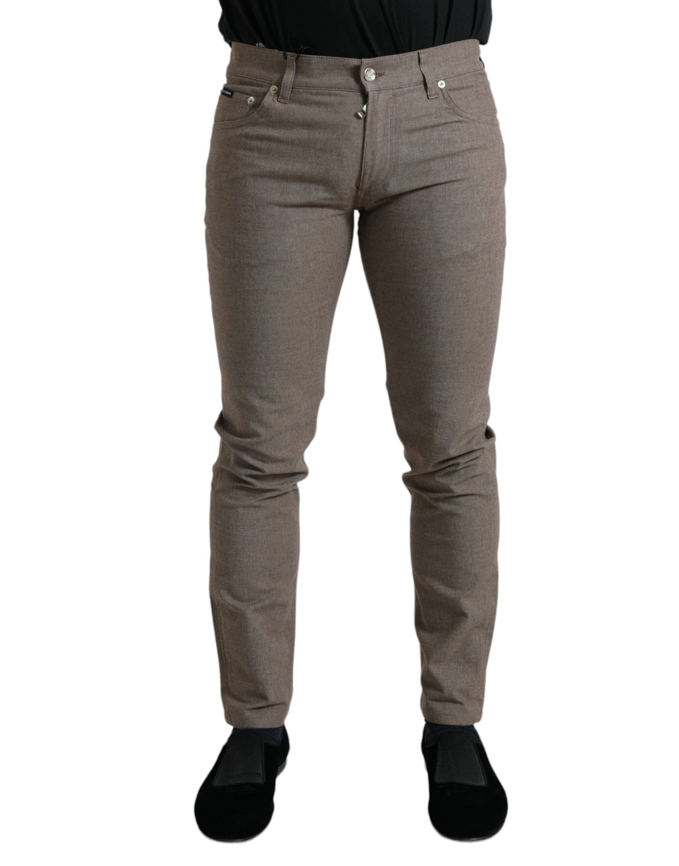 Dolce &amp; Gabbana Bruine Katoenen Stretch Skinny Herenbroek