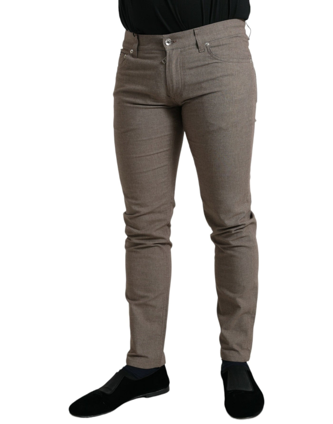 Dolce &amp; Gabbana Bruine Katoenen Stretch Skinny Herenbroek