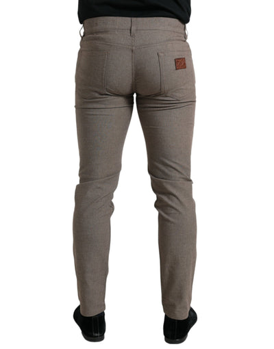 Dolce &amp; Gabbana Bruine Katoenen Stretch Skinny Herenbroek