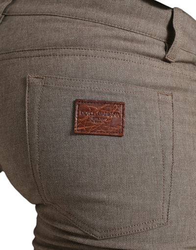Dolce &amp; Gabbana Bruine Katoenen Stretch Skinny Herenbroek