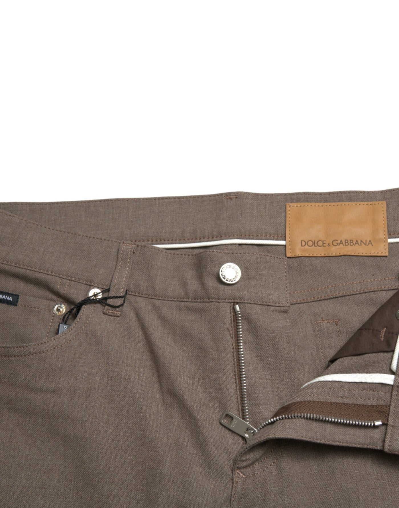 Dolce &amp; Gabbana Bruine Katoenen Stretch Skinny Herenbroek