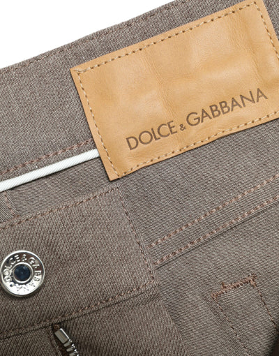 Dolce &amp; Gabbana Bruine Katoenen Stretch Skinny Herenbroek
