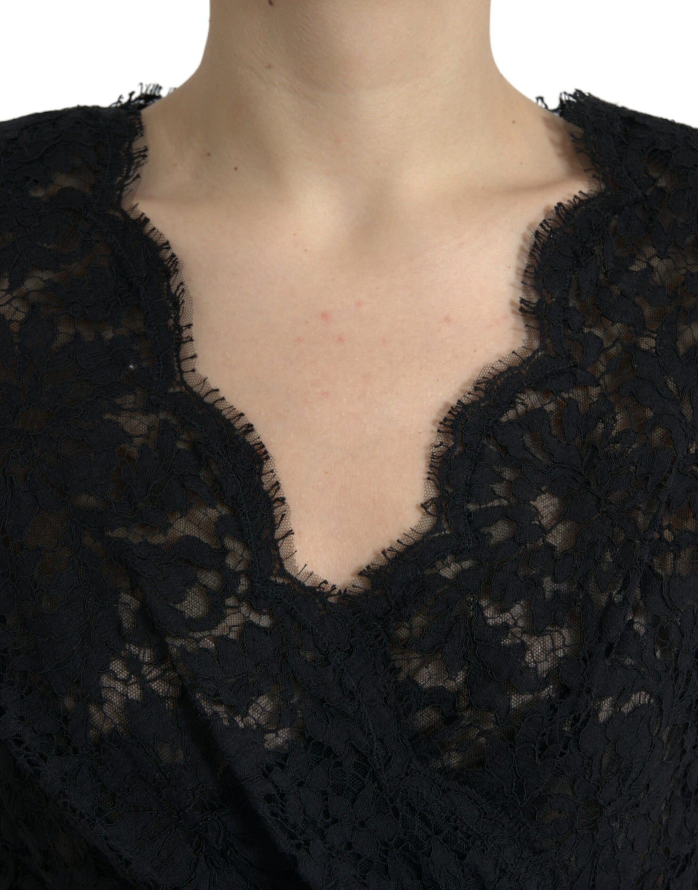 Mini-robe fourreau moulante noire en coton et dentelle Dolce &amp; Gabbana