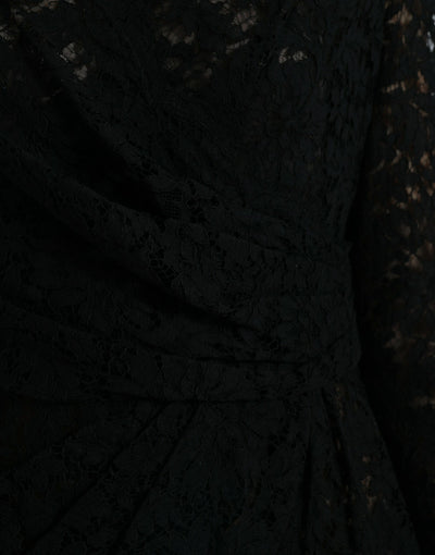 Mini-robe fourreau moulante noire en coton et dentelle Dolce &amp; Gabbana