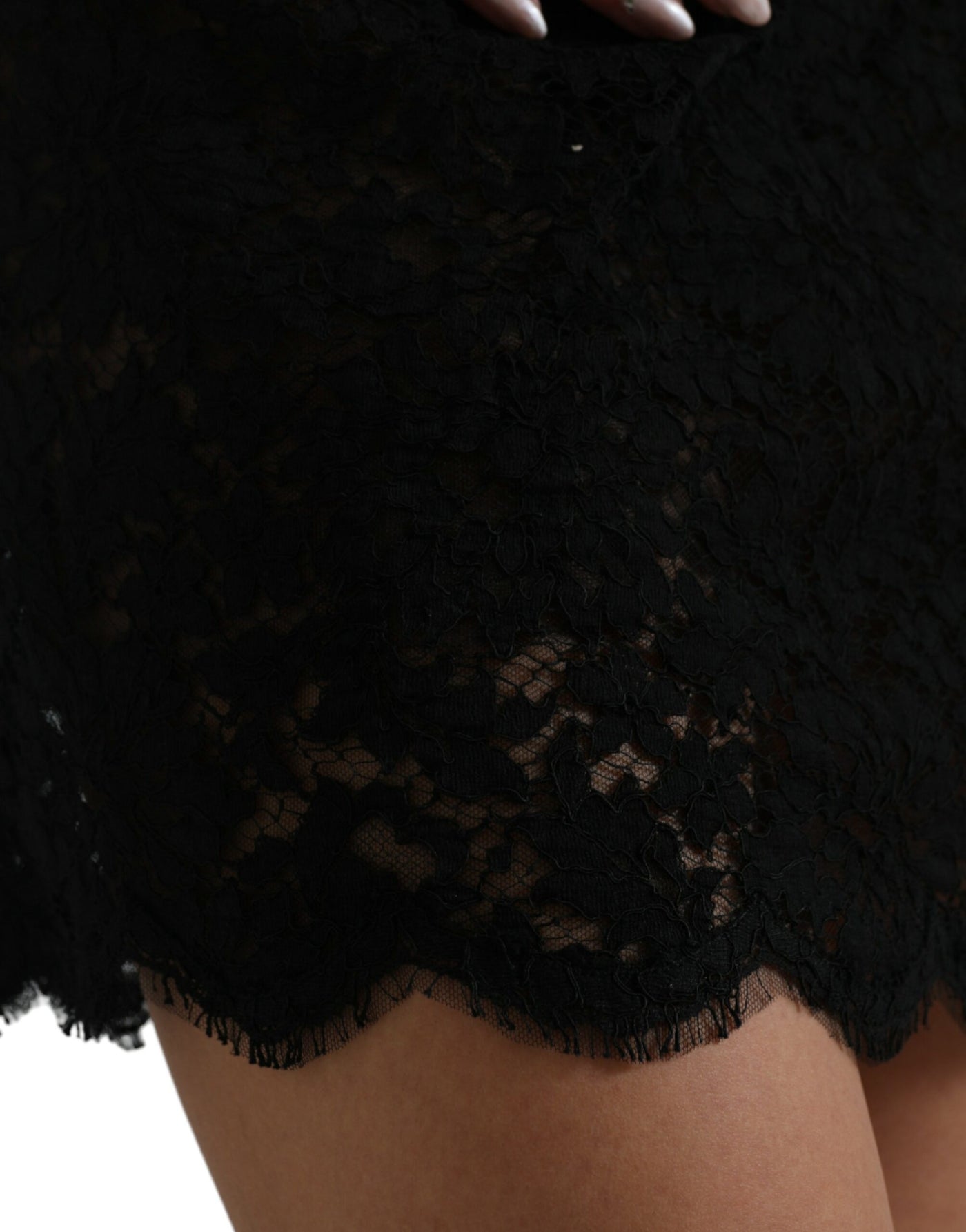 Mini-robe fourreau moulante noire en coton et dentelle Dolce &amp; Gabbana