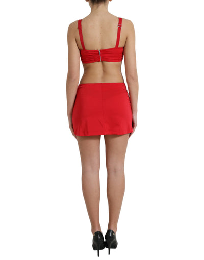 Mini-robe fourreau en nylon rouge à découpes Dolce &amp; Gabbana sans manches