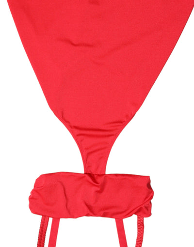 Mini-robe fourreau en nylon rouge à découpes Dolce &amp; Gabbana sans manches